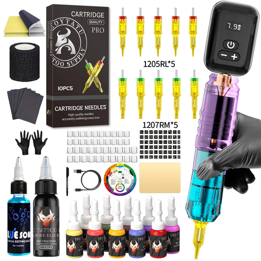 TRO Tattoo Kit Lightweight  Tattoo Pen Kit For Permanent Makeup Tattoo Machine Kit Wireless Tattoo Power Supply Tattoo Kit