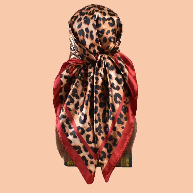 1PCS Women's Sexy Multicolor Leopard Print Woven Scarf Large Fashionable Headscarf for Travel Party Ladies Silk Square Scarf