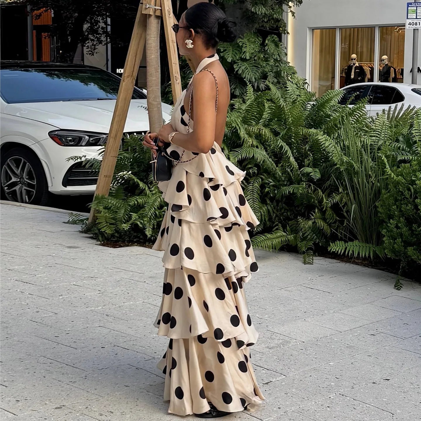 Women Long Dress Cake Dresses Party Night Vestidos Y2k Streetwear Halter Sleeveless Elegant Splice Print Dot Sexy Backless 2026