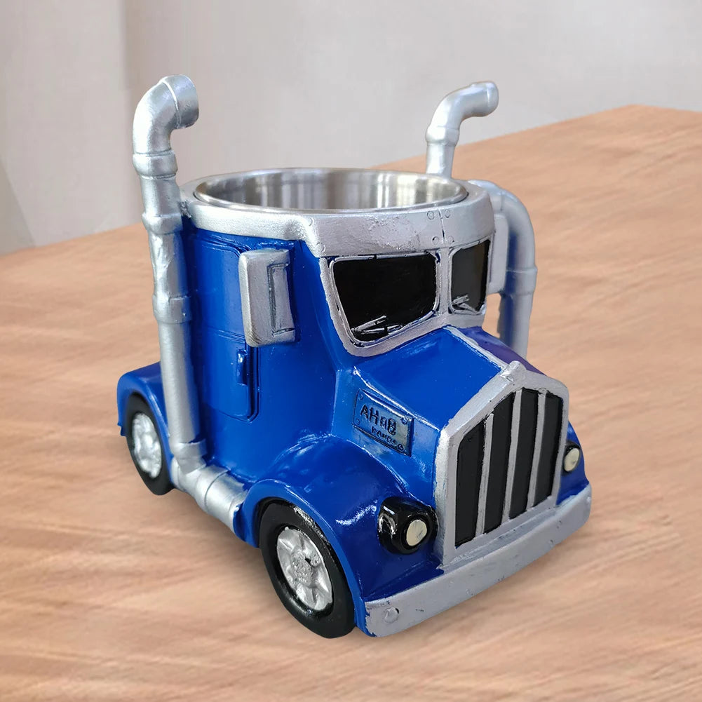 Semi-Truck Coffee Mugs 200-250ml Stainless Steel Creative Truck Coffee Cup Resin Coffee Mug Gifts for Coffee & Truck Lovers