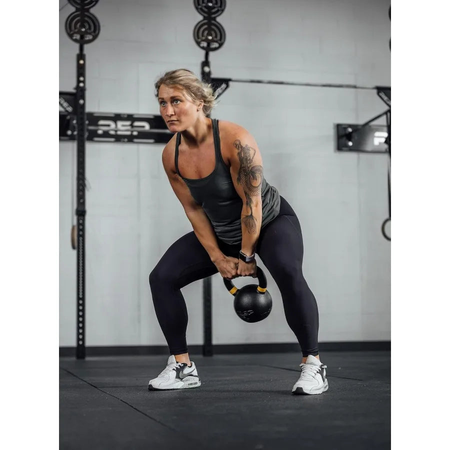 Fitness Single Kettlebells 25lb Range, Cast Iron, Strength Training, Adjustable Weight, Power Workout Equipment, Home Gym, Free