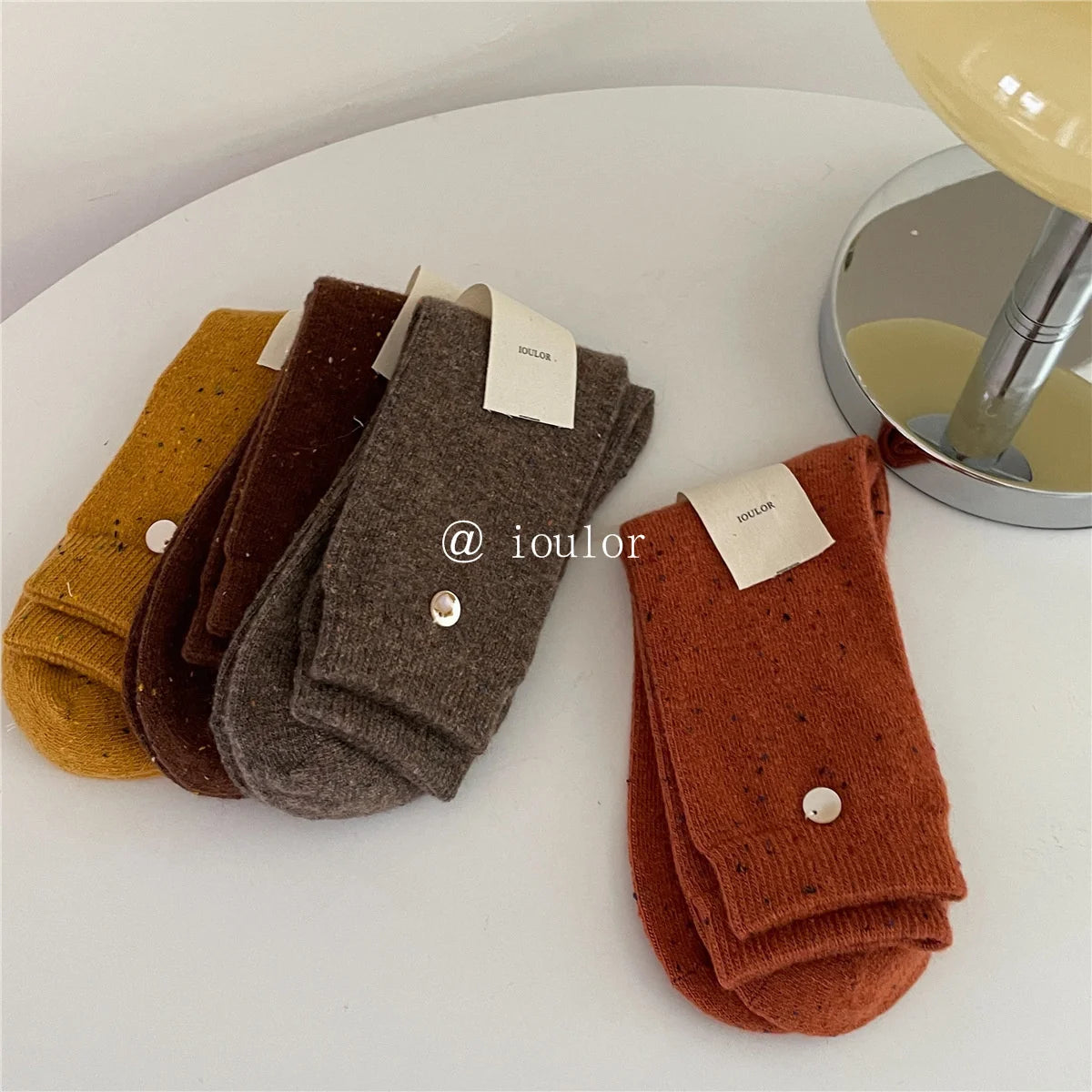 SP&CITY Colored Dotted Sheep Woolen Socks Women's Winter Warm Keeping Middle Tube Socks Casual Thick Korean Fashion Stockings