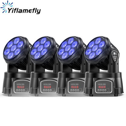Yiflamefly 1/2/4Pcs 105W Beam Moving Head Lights 7x15W RGBW LED Stage Lights DMX512 Spot Lights For DJ Disco KTV Wedding Party