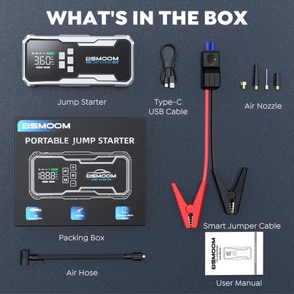 Car Jump Starter Pump Air Compressor Starting Device Booster Power Bank 12V Digital Tire Inflator 150PSI