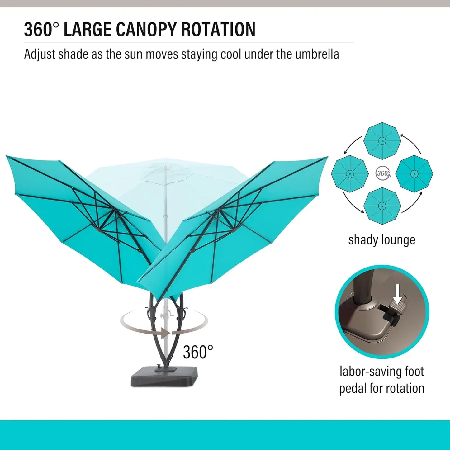 Outdoor Patio Umbrella with Base Included, Upgraded 12ft Large Sun Shade Cantilever Umbrella Deluxe Curvy Aluminum, Customized