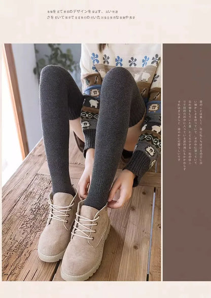 Winter Warm Long Socks Tube Thick High Tube Over Knee Knee-Length Hosiery Socks Terry Solid Color Women Thicken Calf Socking
