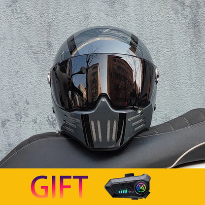 Retro motorcycle helmet Casco cruising motorcycle rider modular helmet full helmet with Bluetooth earphones included ORZ-728