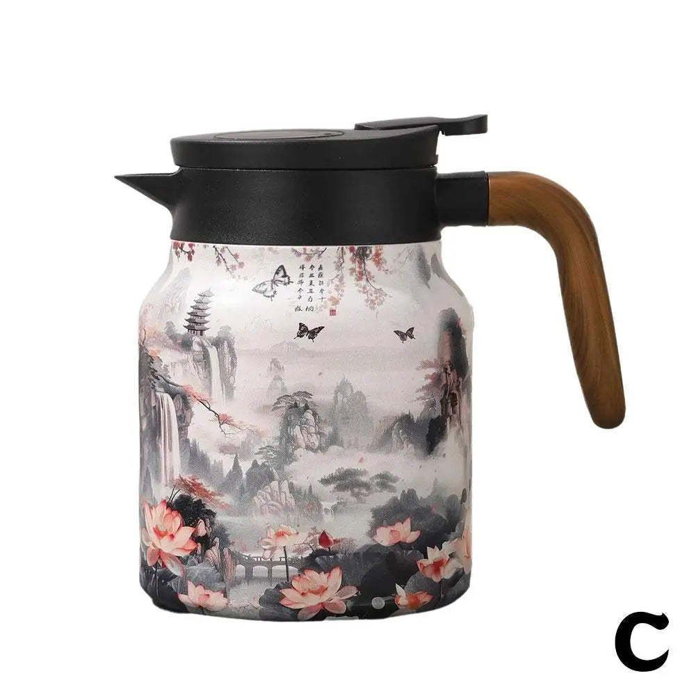 Chinese Style Teapot Steel Tea Kettle Blue and White With Tea Tea Design Maker Porcelain Kettle 1000ml Filter Water K1T4