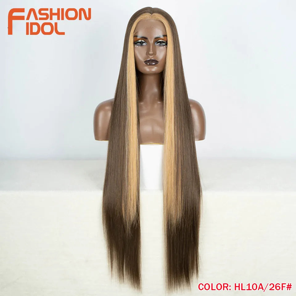 38 inch Straight Long Hair Synthetic Lace Front Wigs For Women High Temperature Hair Ombre 613 Red Cosplay Wigs Synthetic Hair