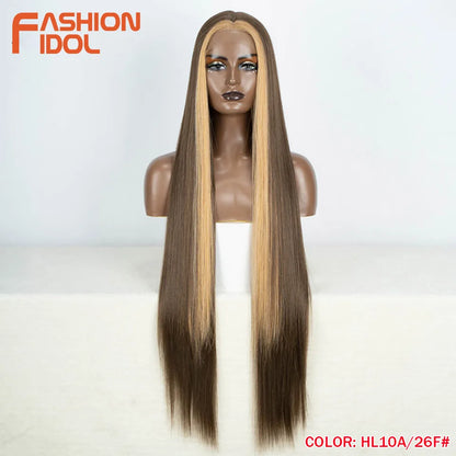 38 inch Straight Long Hair Synthetic Lace Front Wigs For Women High Temperature Hair Ombre 613 Red Cosplay Wigs Synthetic Hair