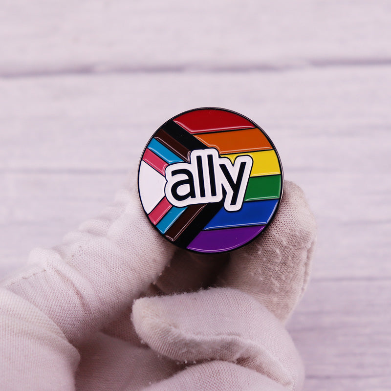 Pride Flag Ally Enamel Pin LGBTQ Equality Gay Lesbian Bisexual Trans Supports Rainbow Brooch Badge Jewelry Accessories