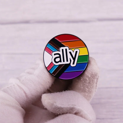 Pride Flag Ally Enamel Pin LGBTQ Equality Gay Lesbian Bisexual Trans Supports Rainbow Brooch Badge Jewelry Accessories