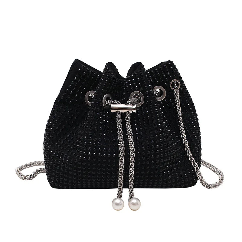 Luxury Women's Bag New High Quality Horseshoe Bucket Bag Exquisite PU Rivet Sequin Design Women's One Shoulder Handbag