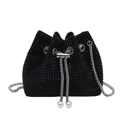 Luxury Women's Bag New High Quality Horseshoe Bucket Bag Exquisite PU Rivet Sequin Design Women's One Shoulder Handbag