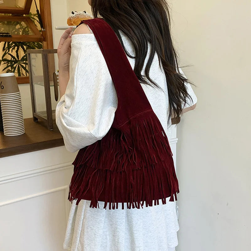 Suede Tassel High Quality Faux Shoulder Bags Fashion Large Capacity Sense of Luxury Popularity Women's Tote Bags Casual New