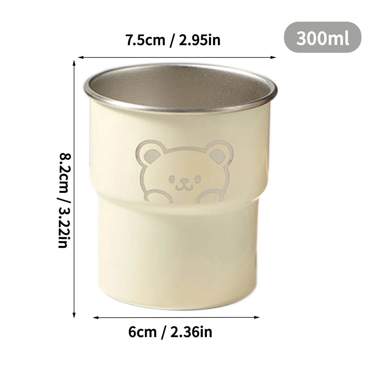 WORTHBUY 300ML Cute Little Bear Water Mug 304 Stainless Steel Coffee Cup With Wooden Anti Scald Pad Office Workers Tumbler