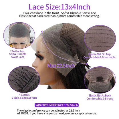 13x4 Transparent Lace Front Brazilian Human Hair Wig Sale Kinky Straight 180% Lace Frontal Yaki Human Hair Wigs Short Lace Wig
