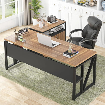 L Shaped Desk with Drawer,63" Executive Computer Desk and lateral File Cabinet, 2 Piece Home Office Furniture for, Customized
