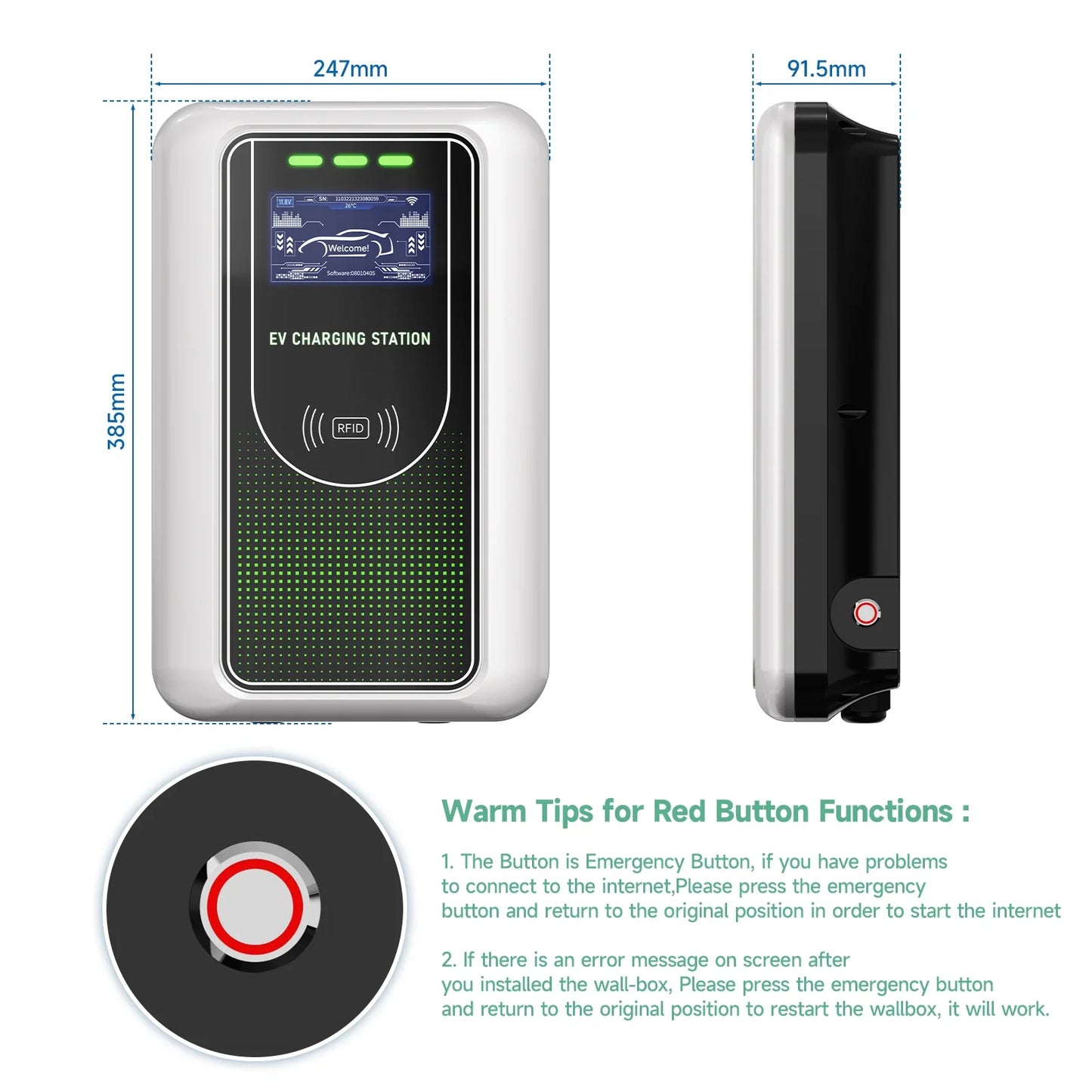 AFYEEV Type2 EV Charger 32A 7.6KW Charging Station Car Charger 11KW 22KW 3Phase EVSE Wallbox APP Bluetooth WiFi Remote Control