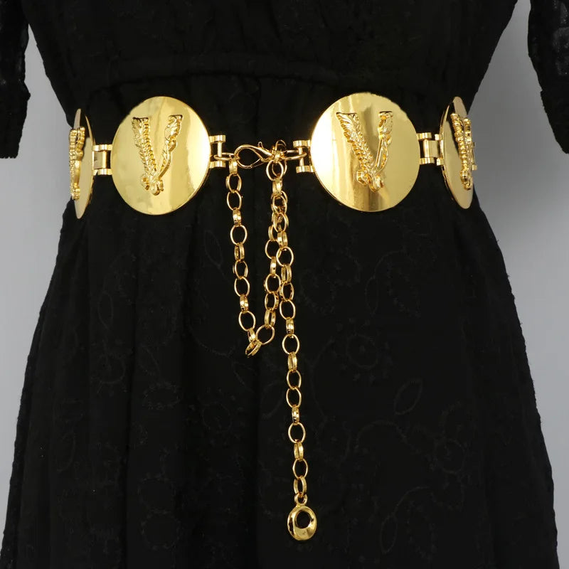 2025 New round gold color silver color alphabet belt luxury dress long waist chain  designer belt women's fashion accessories