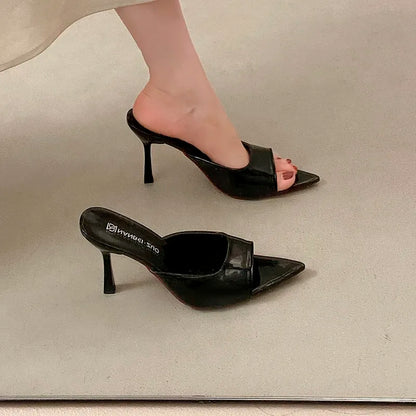 NEW Pointed Toe High Heels Sandals for Women Beautiful Korean Style Summer Shoes Rubber Sole Luxury Sensation