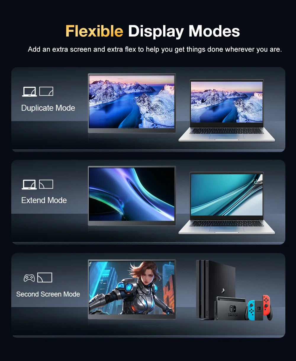 HOWENS 15.6 Inch 4K Monitor IPS Display HDR 100% NTSC For Laptop Switch PS5 Xbox Phone Gaming External Screen Second Monitor NEW