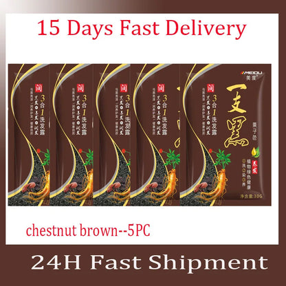Natural Herbal Hair Dye Shampoo 3 in 1 Hair Color Shampoo Non-irritating Lasting Repair Nourish Gray White Hair Care Women Men