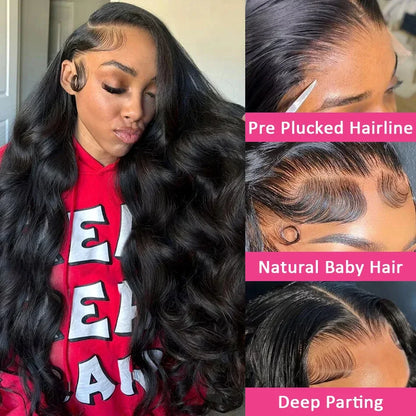 42 44 Inch 13x4 13x6 HD Transparent Body Wave Lace Frontal Wigs For Women 200 Density Preplucked 5x5 Closure Lace Wig Human Hair