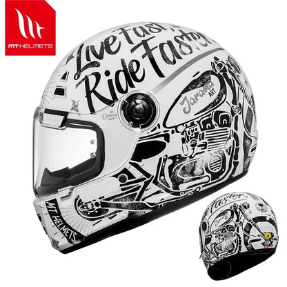 MT Jarama Retro Motorcycle Helmet DOT ECE Certification Full Face Racing Off Road Helmet Cascos Para Motos Capacete Casco Moto
