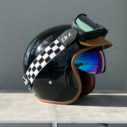 Orz Motorcycle Retro Helmet Men's and Women's Motorcycle Safety Helmet Electric Car Four Seasons 3/4 Half Helmet Scooter