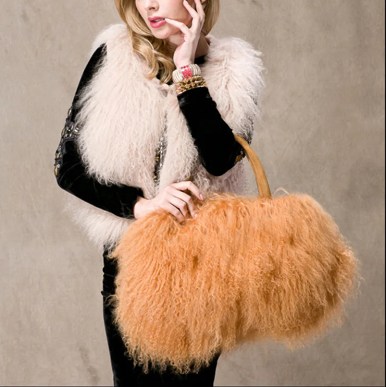 Wool Bag Cute And Versatile Winter Handbag Wool Large Capacity Woman Bags Relaxed Texture Furry Women Fashion Tote Shoulder Bag