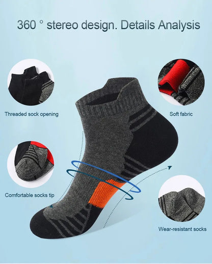 5 Pairs Men's Four Season Cotton Breathable Sports Socks Set Male Sport Ankle Socks Basketball Running Socks For Men