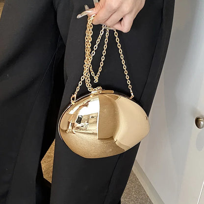 Designer Acrylic Shell Shape Clutch Bag Gold Silver Women Evening Party Bag Cute Shiny Metal Shoulder Crossbody Bags Small Purse