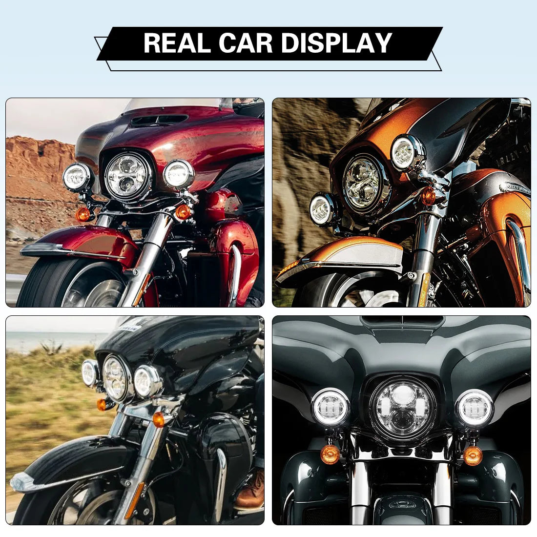 Motorcycle 4.5'' LED Headlight Auxiliary Fog Passing Lighting Bracket For Touring Road King Street Glide Turn Signal Spot