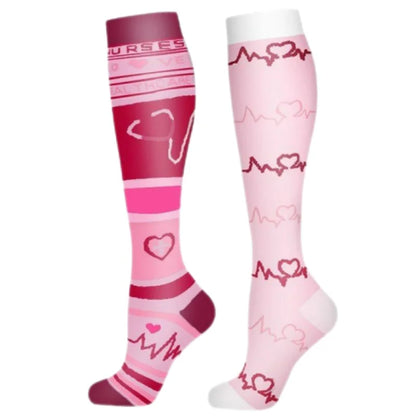 2Pairs New Cat Compression Socks Knee High 20-30 Mmhg Fit Medical Edema Diabetes Varicose Veins Running Compression Sports Socks