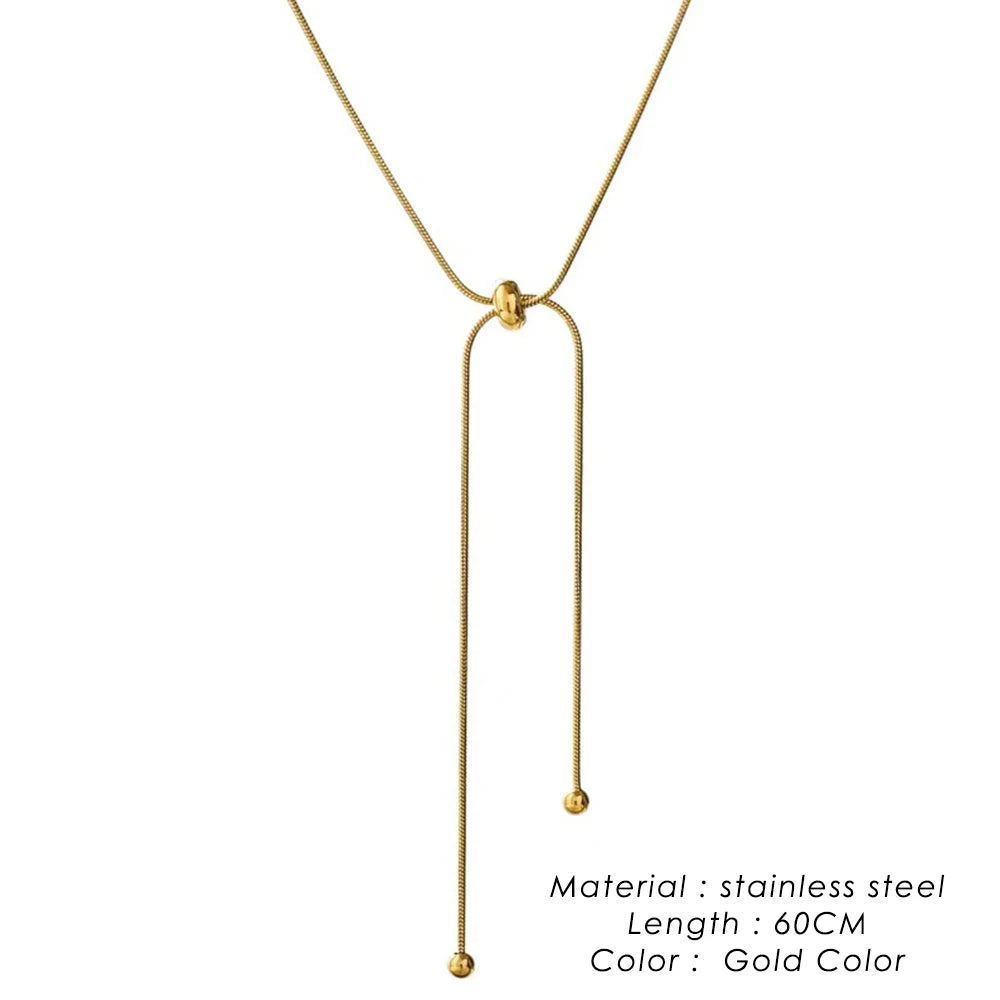 Korean Adjustable Stainless Steel Necklace for Women High Quality Design Gold Color Snake Chain Jewelry Wholesale Dropshipping