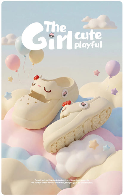 Women Fashion Platform Clogs Cute Cartoon Rabbit Summer Shoes Female Indoor Street Slippers Soft EVA Girls Daily Walking Sandals
