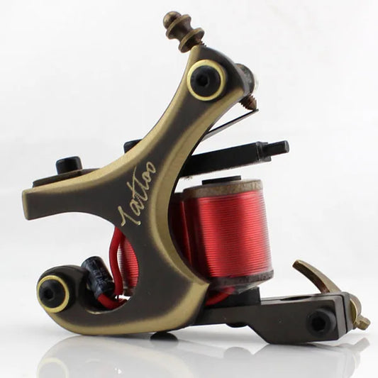 Professional Copper Tattoo Machine 10 Wraps Coils Frame Liner Shader Tattoo Gun Permanent Makeup Body Art Tatto Equipment