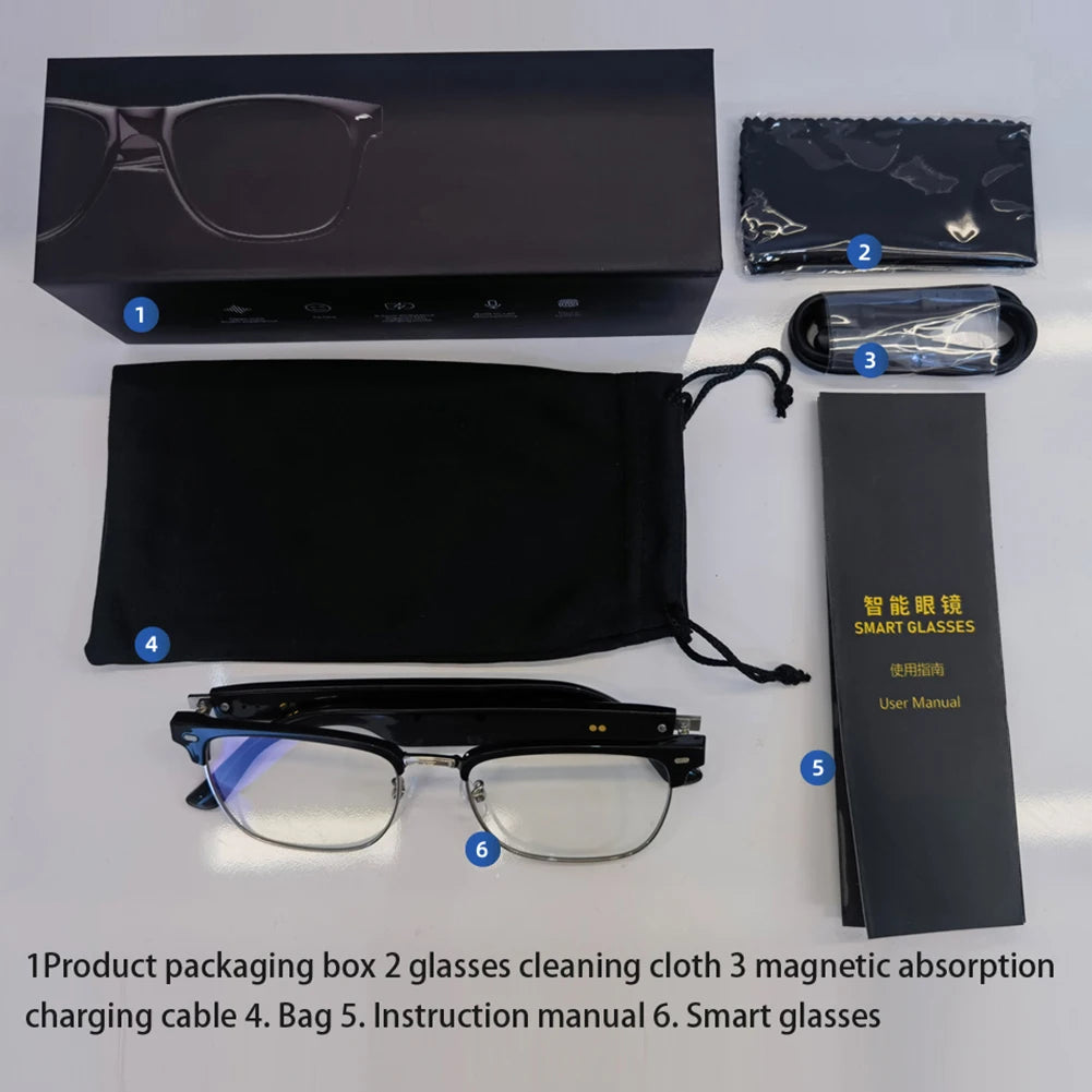 4K Smart AI Glasses 8MP Camera Recording Videos Photo Recognition Answer Translation BT Call Voice Assistant Control Smart Glass