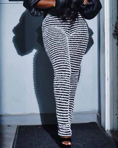 Color Block Stripes Pants Women High Waist Loose Sweatpants Women's Bodycon All-match Summer Trouseres For Female 2023