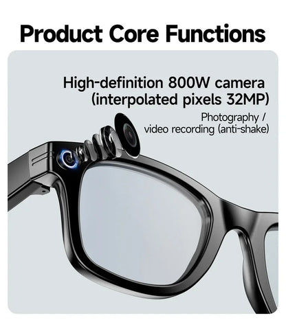 HIWEGO New Smart Glasses 8MP HD Camera AI Glasses Photo Video Recording Waterproof Mini Anti-blue Camera Glasses for Man Women