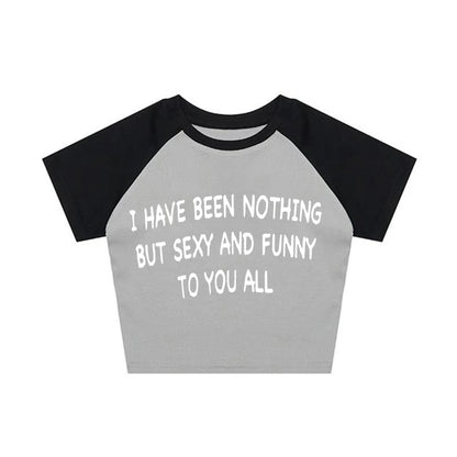 Japanese 2000s Style Y2k Crop Top Sexys T-shirt Vintage Goth Letter Summer Woman Korean Popular Streetwear Tanks & Camis Clothes