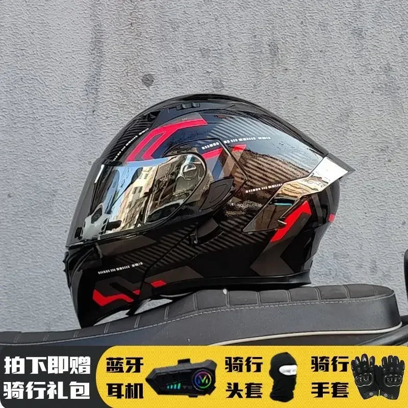 Motorcycle Helmet Full Face Racing Motorbike Helmet with Double Sun Visor Women Man Flip Up Moto Helmets Capacete De Moto