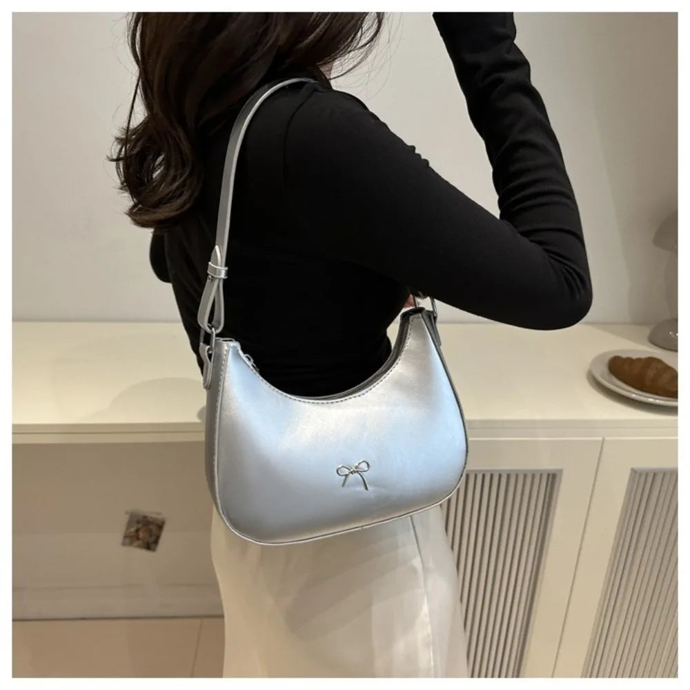 Bowknot Armpit Bag Korean Underarm Bag Luxury PU Leather Y2K Handbag Girls Shoulder Bag