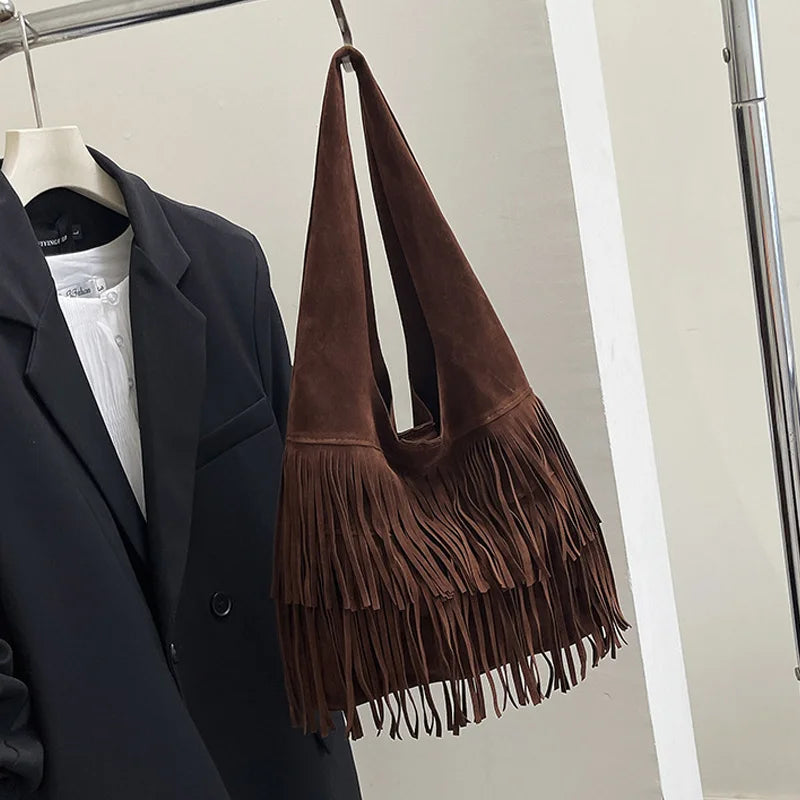 Suede Tassel High Quality Faux Shoulder Bags Fashion Large Capacity Sense of Luxury Popularity Women's Tote Bags Casual New