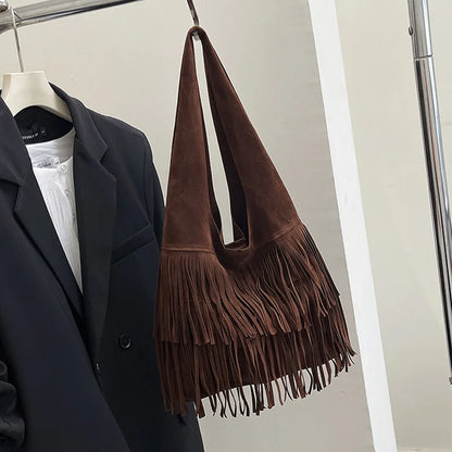 Suede Tassel High Quality Faux Shoulder Bags Fashion Large Capacity Sense of Luxury Popularity Women's Tote Bags Casual New