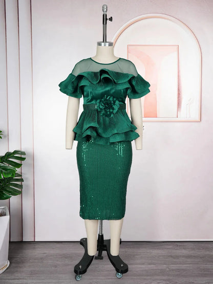 Elegant Women Luxury Party Dresses Dashiki Sequins Bodycon Robe Wedding Prom Birthday Evening Dress 2025 Autumn Africa Clothing