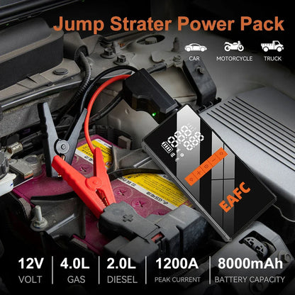 Car Jump Starter With Air Compressor LCD Screen  Portable Booster Charger 1200A Powerful Car Battery Starting Device Car Starter
