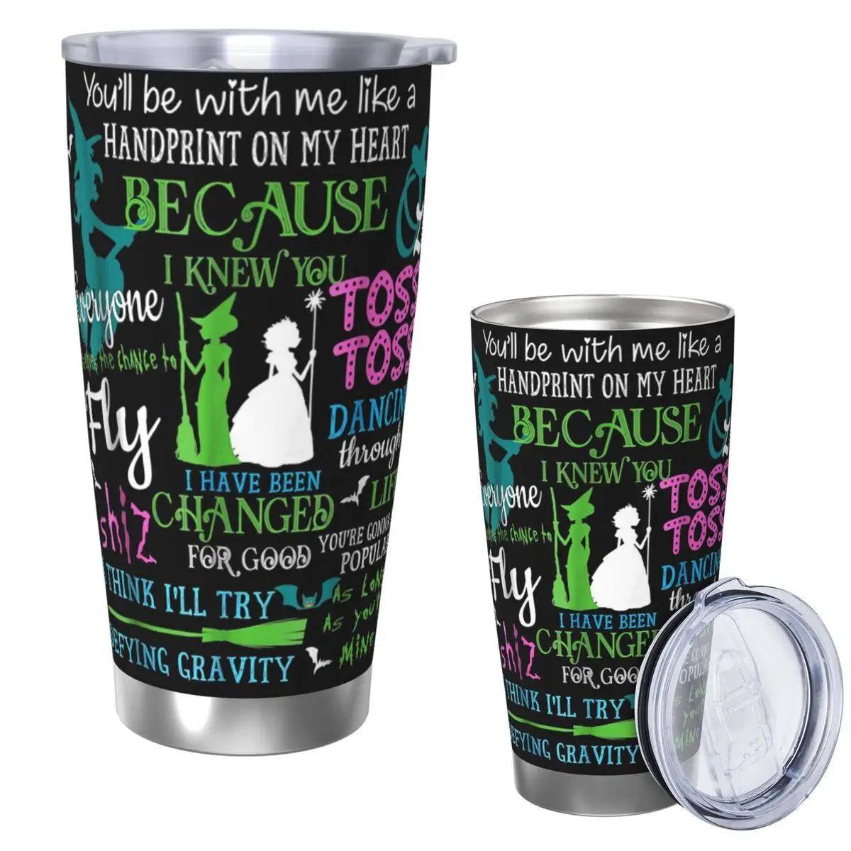 Halloween Wicked Musical Stainless Steel Tumbler Vacuum Insulated Mugs Thermal Cold Bottle Straw With Lid 20oz