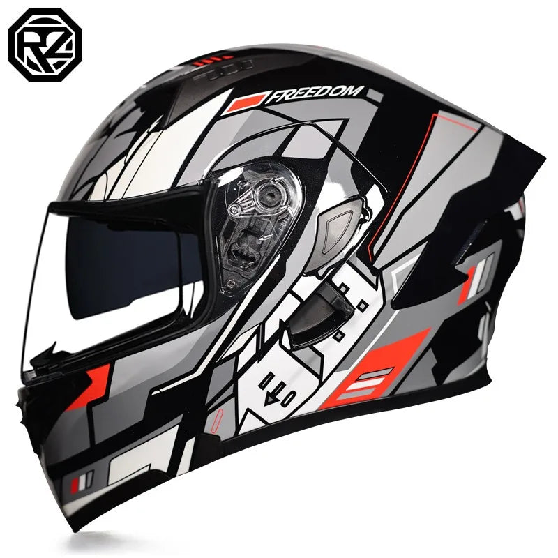 Full Face Motorcycle Helmet for Men and Women - Dual Lens Anti-Fog All Season Riding